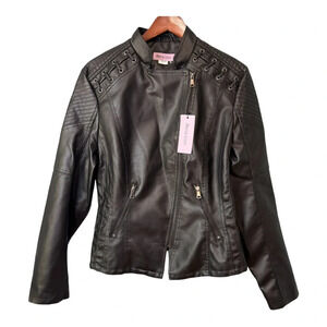 Rene Lion NWT Black Faux Leather Moto Jacket. Women’s 3XL (20-22)